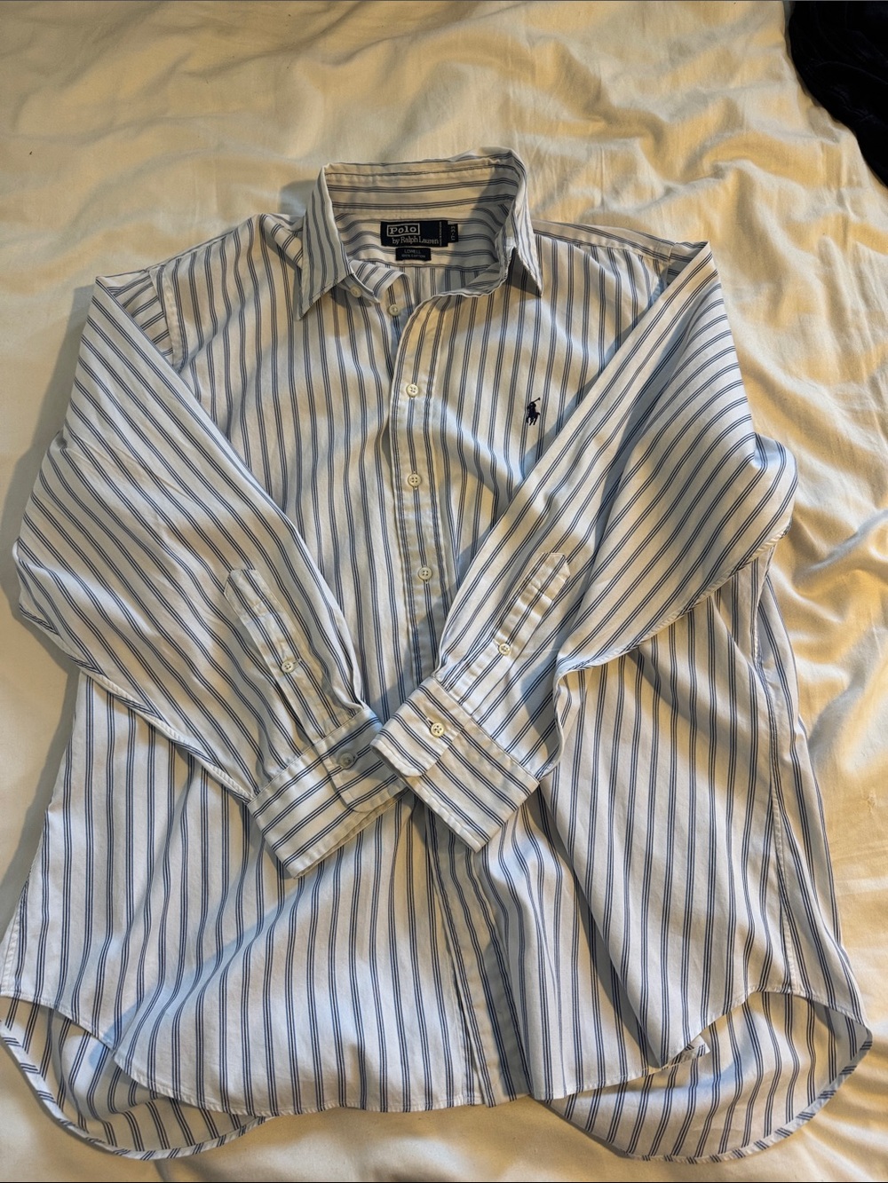Polo by Ralph Lauren Blue & White Striped Cotton Button-Down Shirt Lowell 17-33
